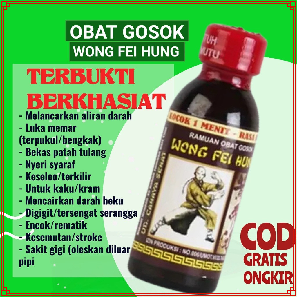 Wong Fei Hung A001 – Minyak Parem Kocok Cina Obat Gosok Rematik, Pijat Urut, Keseleo, Lebam, Nyeri S