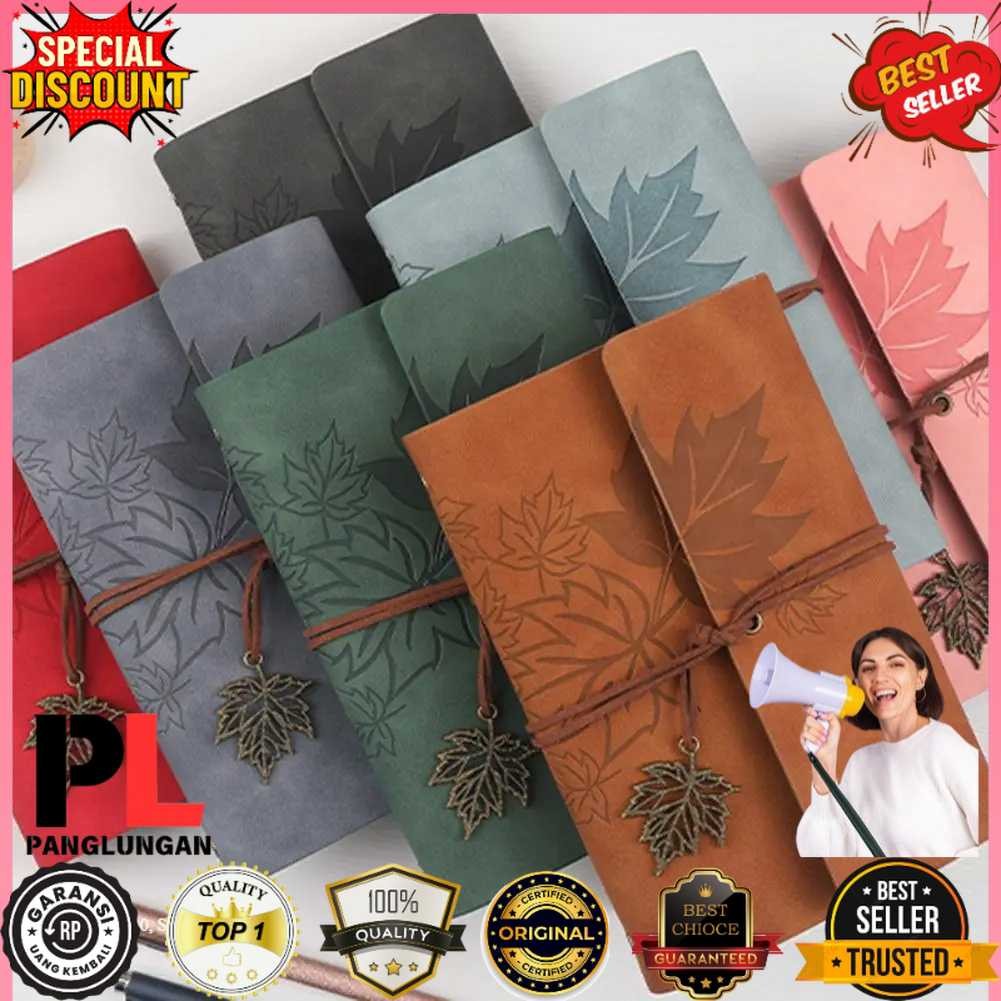 

Toddi Buku Catatan Harian Binder Kulit Retro Maple Leaf - LD-A1