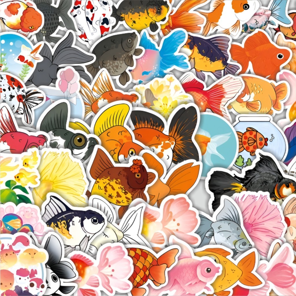 

Stiker Cutting Pack Stiker Golden Fish [Ikan] Series Isi 100Pcs Series Aesthetic Lucu Keren Untuk Koper Bahan Vynil