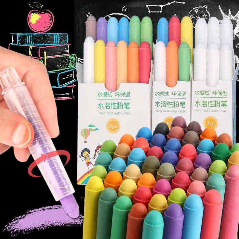 

12/6pcs Non Dust Healthy Chalks Solid Water Chalk Non-toxic Blackboard Whiteboard Drawing Pen Chalk Marker School Office Supplie