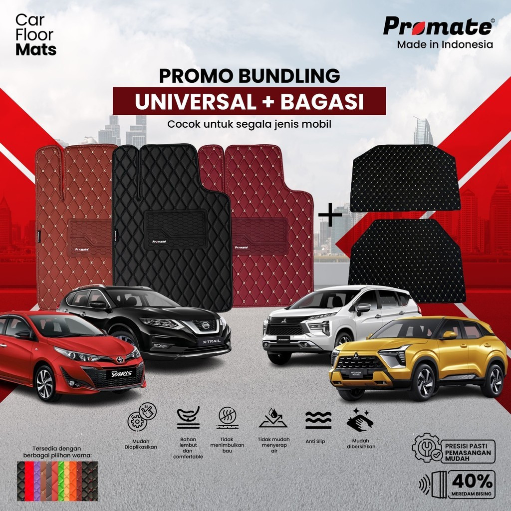 PROMATE Karpet Mobil Universal Paket Premium + Cover Bagasi Custom Ukuran Besar/Kecil