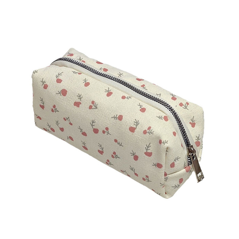 

1Pc Girls Large Capacity Pencil Case Cartoon Flower Print Pen Bag Multifunctional Organizer Students Stationery Supplies