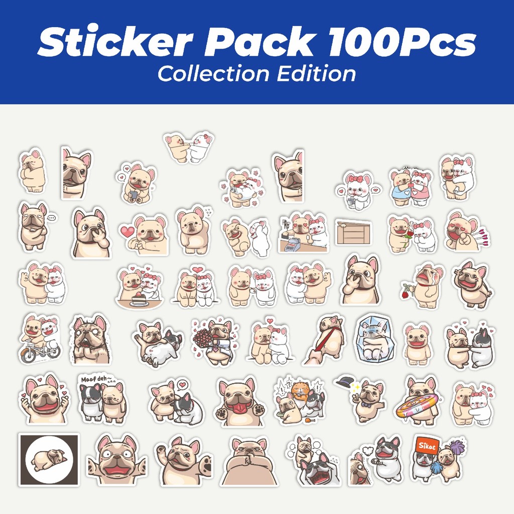 

Hot Stiker Kartun French Bulldog Lucu Anti Air Stikers Berperekat Waterproof Sticker Decal Buat Motor Helm Buku Journal Koper Casing HP Laptop Botol Minum