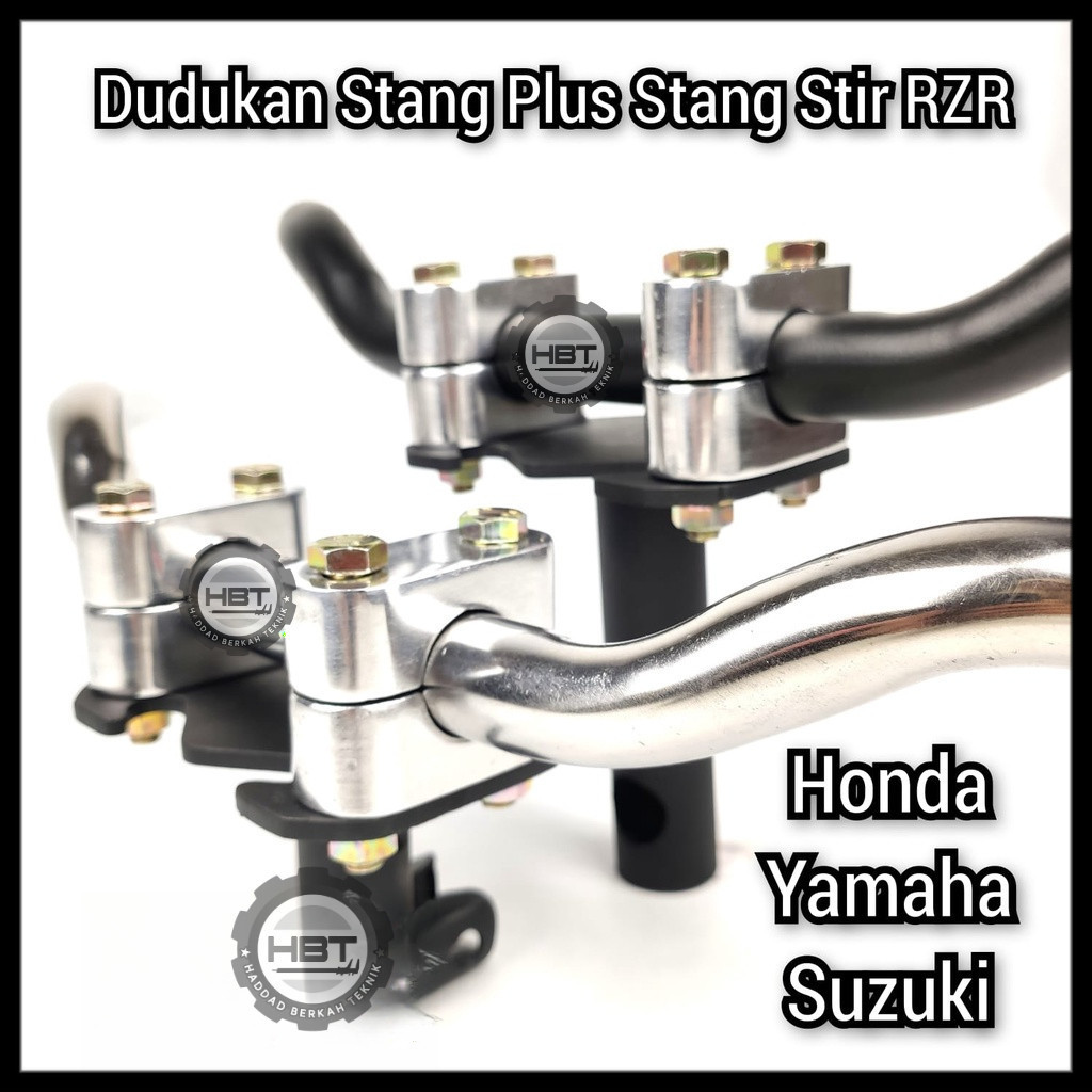 Paket Stang Rzr Plus Dudukan Stang Racing Road Race Universal Motor Honda Yamaha Suzuki Satu Sett