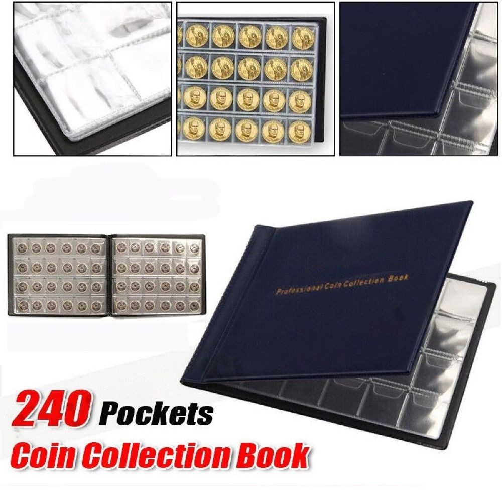 

240 Pockets Coin Collection Holder PVC Penny Album Gifts Coin Collecting Album 10 Pages Coin Collection Book for Collectors