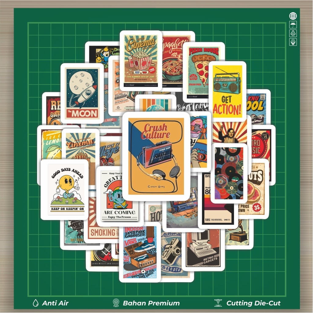 HOT 50 PCS STIKER Stiker Poster Retro Stiker Fashion Cars Decal Dingin Kartu Album Custom Vinyl Anti