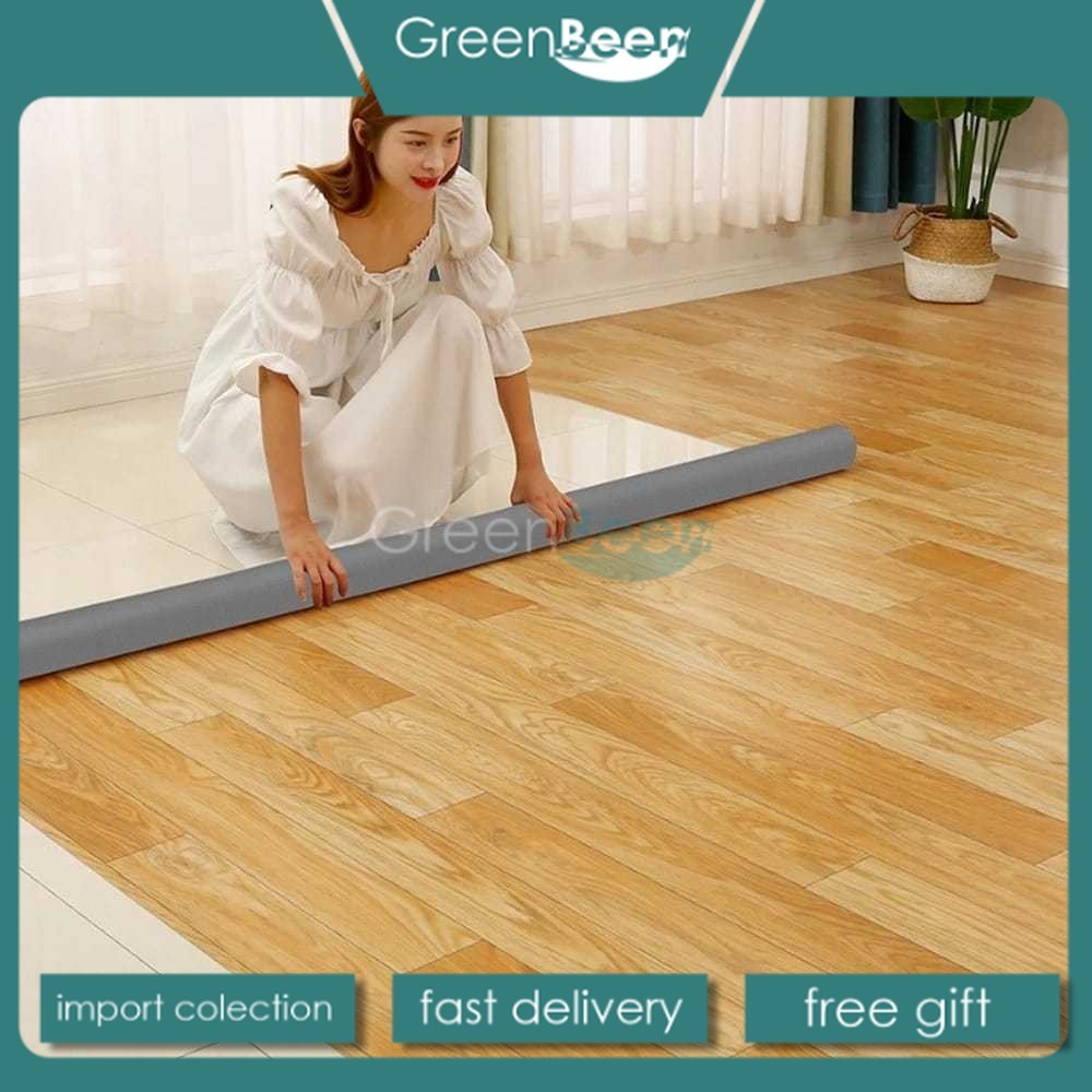 Karpet Lantai Vinyl Korea Aesthetic Kualitas Premium Tebal Anti Licin Anti Air Anti Api Motif Kayu -