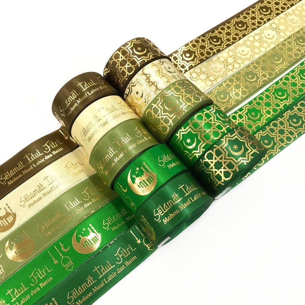 

1 YARD - PITA IDUL FITRI SABLON EMAS TIMBUL PREMIUM | PITA GROSGRAIN DOUBLE SATIN LEBARAN