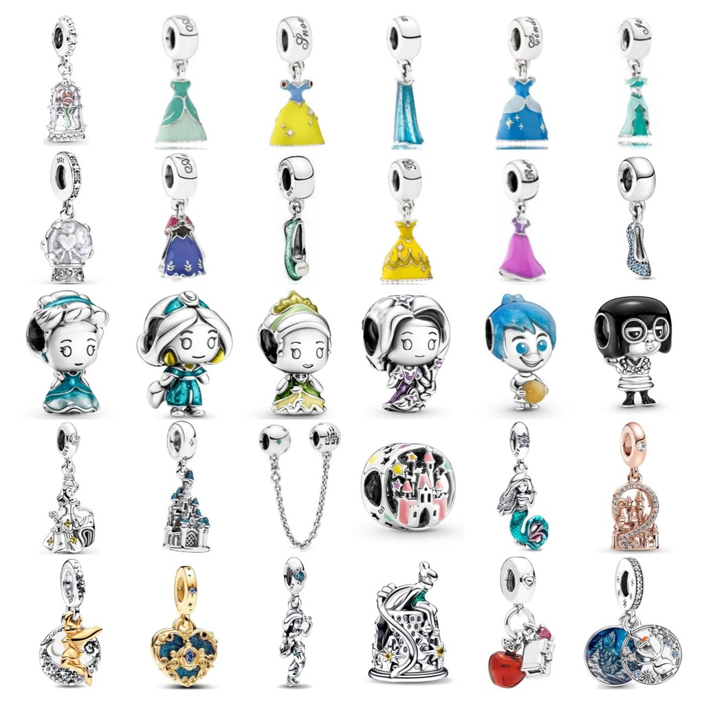 Miniso Disney princess Series Beads 925 Silver Charm Crystal ball Fit Original Bracelet Accessories 
