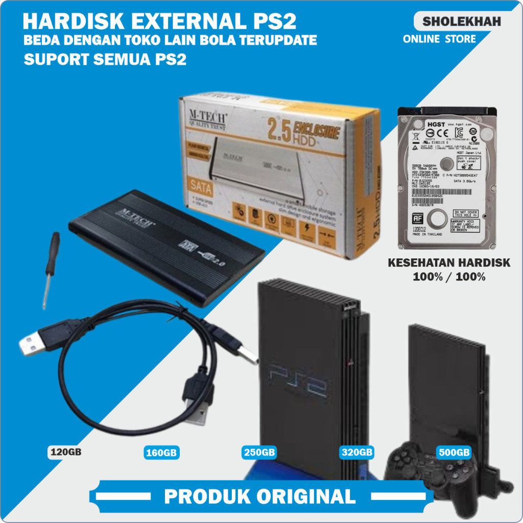 Hardisk Eksternal HDD PS2 500GB|320GB|250GB|Support PS2 Cepat & Stabil