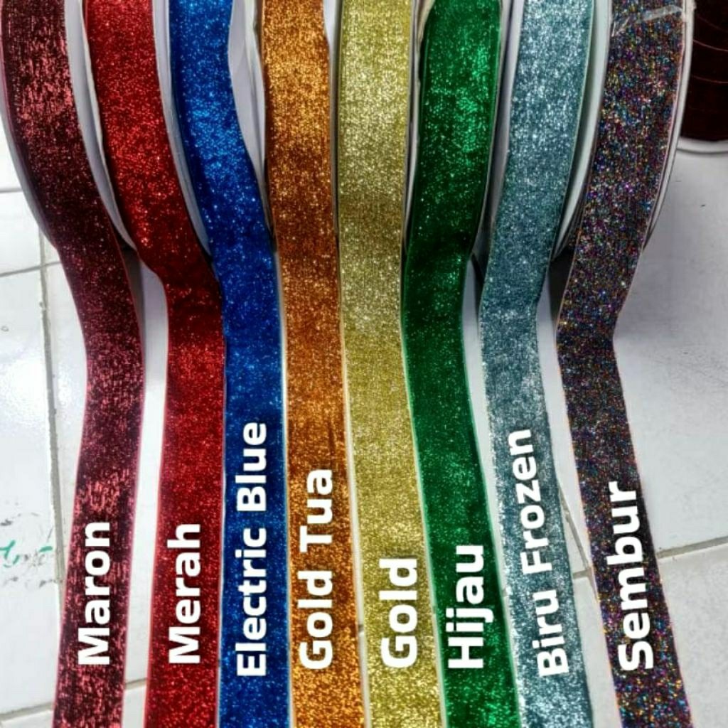 

1 YARD ( 90 CM ) - 3.8 CM PITA BELUDRU KASAR / PITA VELVET GLITER KASAR / VELVET BELUDRU GLITER KASAR