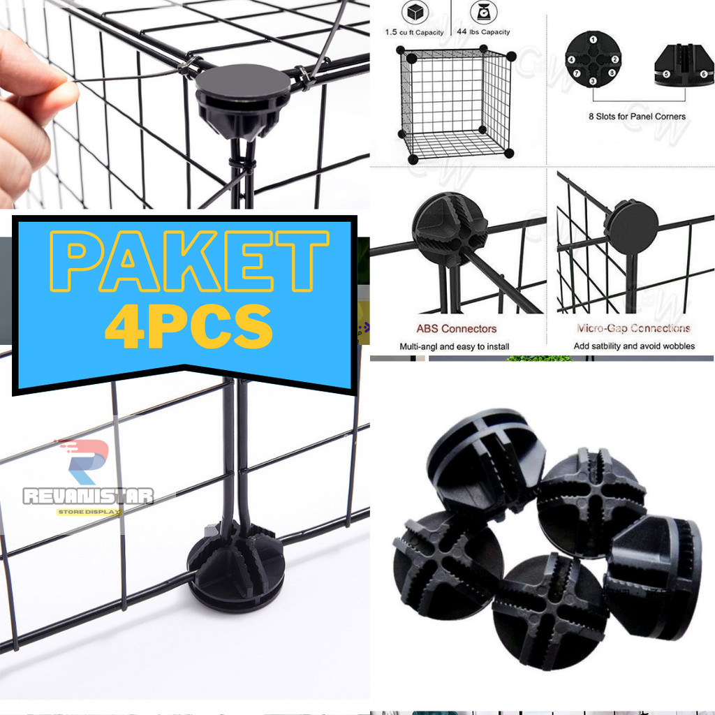 4 PCS Konektor Penyambung Wire wall grid ram besi Connector Kandang Hewan Kucing Anjing Kelinci Land