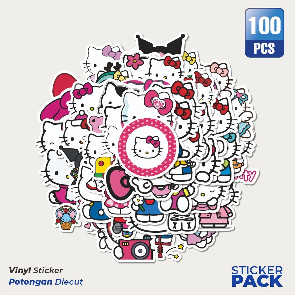 

Stiker Vinyl Stiker Kartun Hello Kitty V7 Waterproof Aesthetic- Untuk Laptop, Motor, dan Helm - Paper Stationery Pack