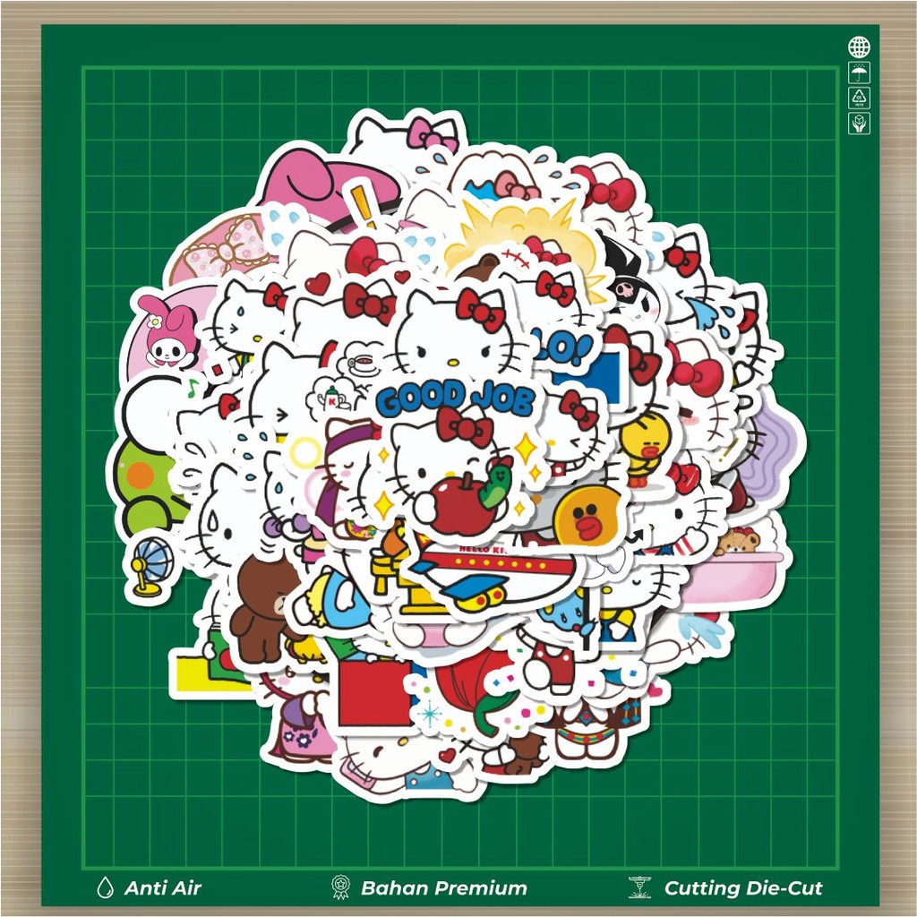 

HOT 50 PCS STIKER Stiker Kartun Hello Kitty V9 Stiker Fashion Cars Decal Dingin Kartu Album Custom Vinyl Anti Air- Sticker Aesthetic Buku Journal Koper Casing HP Tablet Laptop Helm Motor Botol Minum