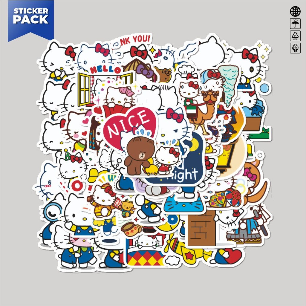

[100PCS]Stiker Pack Stiker Kartun Hello Kitty V8 Aesthetic Vinyl Anti Air Dekorasi Sticker Laptop Buku Journal Koper Helm Casing HP Gitar Helm Skateboard