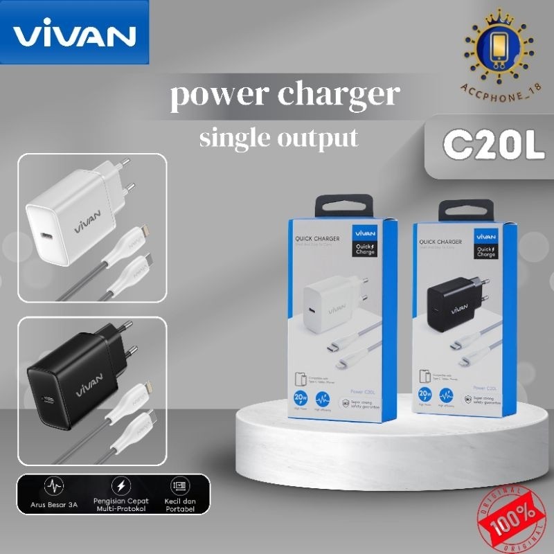 

VIVAN POWER C20L Quick Charger With Data Cable C to L 20W