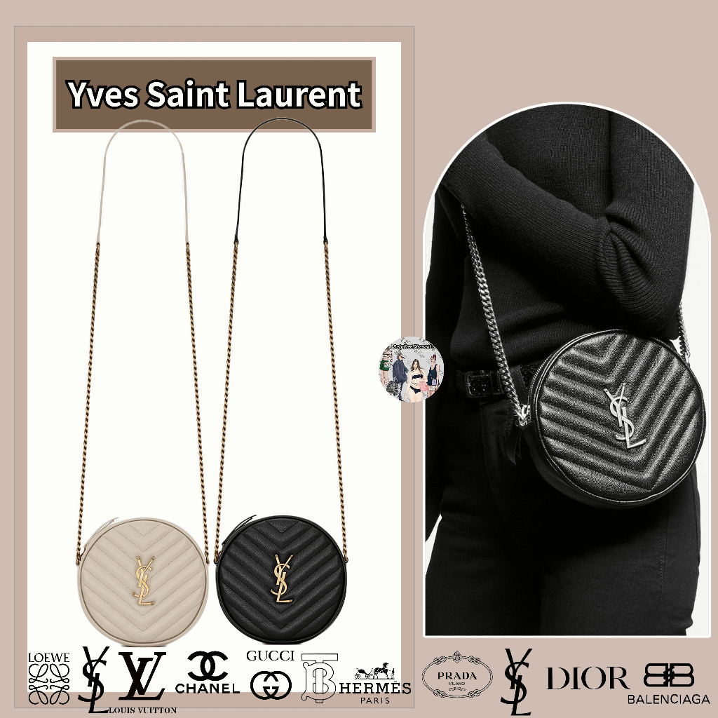 YSL Saint Laurent Round Bag VINYLE ROUND Version • Tas Kulit Berlapis • 100% Produk Otentik (Merek O
