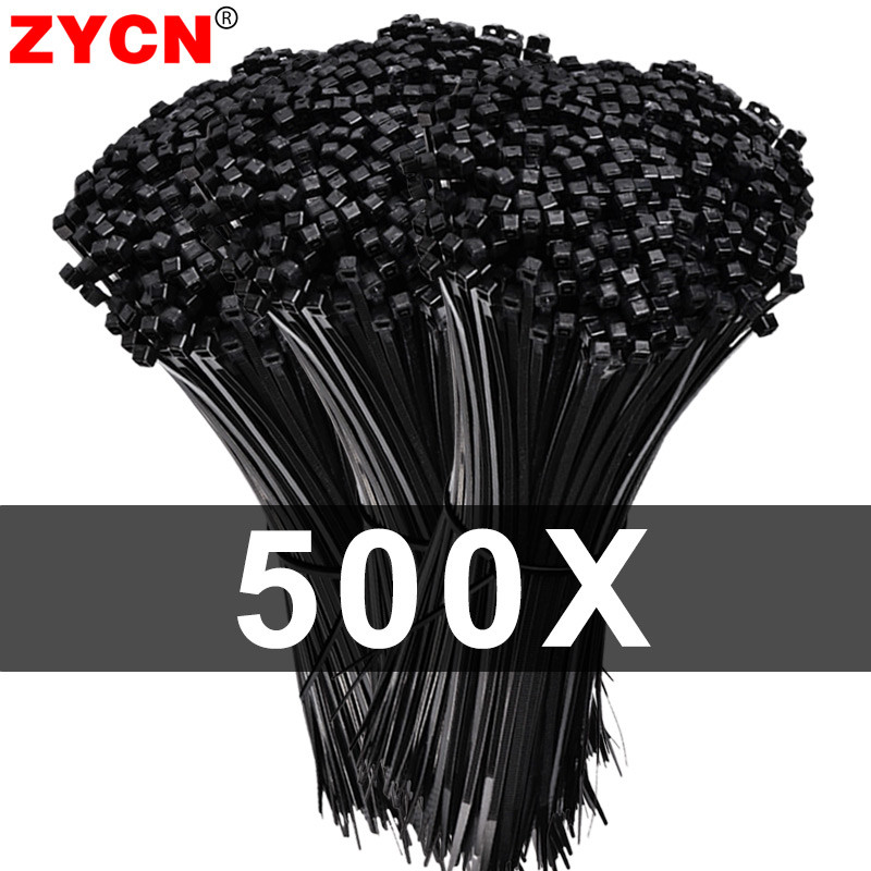 

1000/100Pcs Self-Locking Plastic Nylon Tie Black Zip Wraps Strap Cable Tie Set Fastening Ring Loop Wire Wrap For Home Bundles
