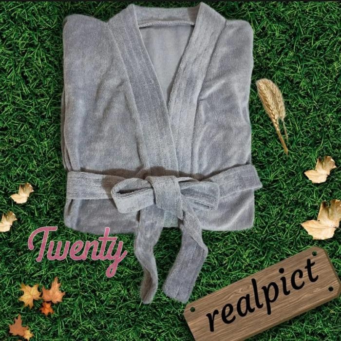 Kimono Handuk Dewasa / Kimono Jumbo / Kimono Handuk Jumbo Jubah Wanita - Abu-Abu