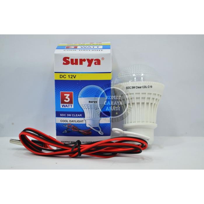Lampu Aki 12V Led Bohlam Emergency / Lampu Led Dc SDC-3W Clear Surya