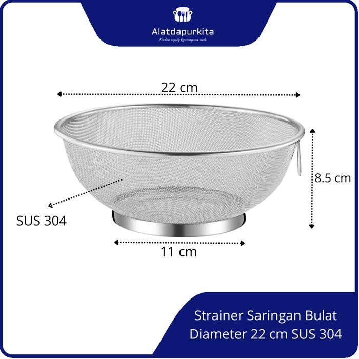 Saringan Strainer Peniris Stainless 304 Ukuran 18 20 22 cm Multifungsi - 18 cm