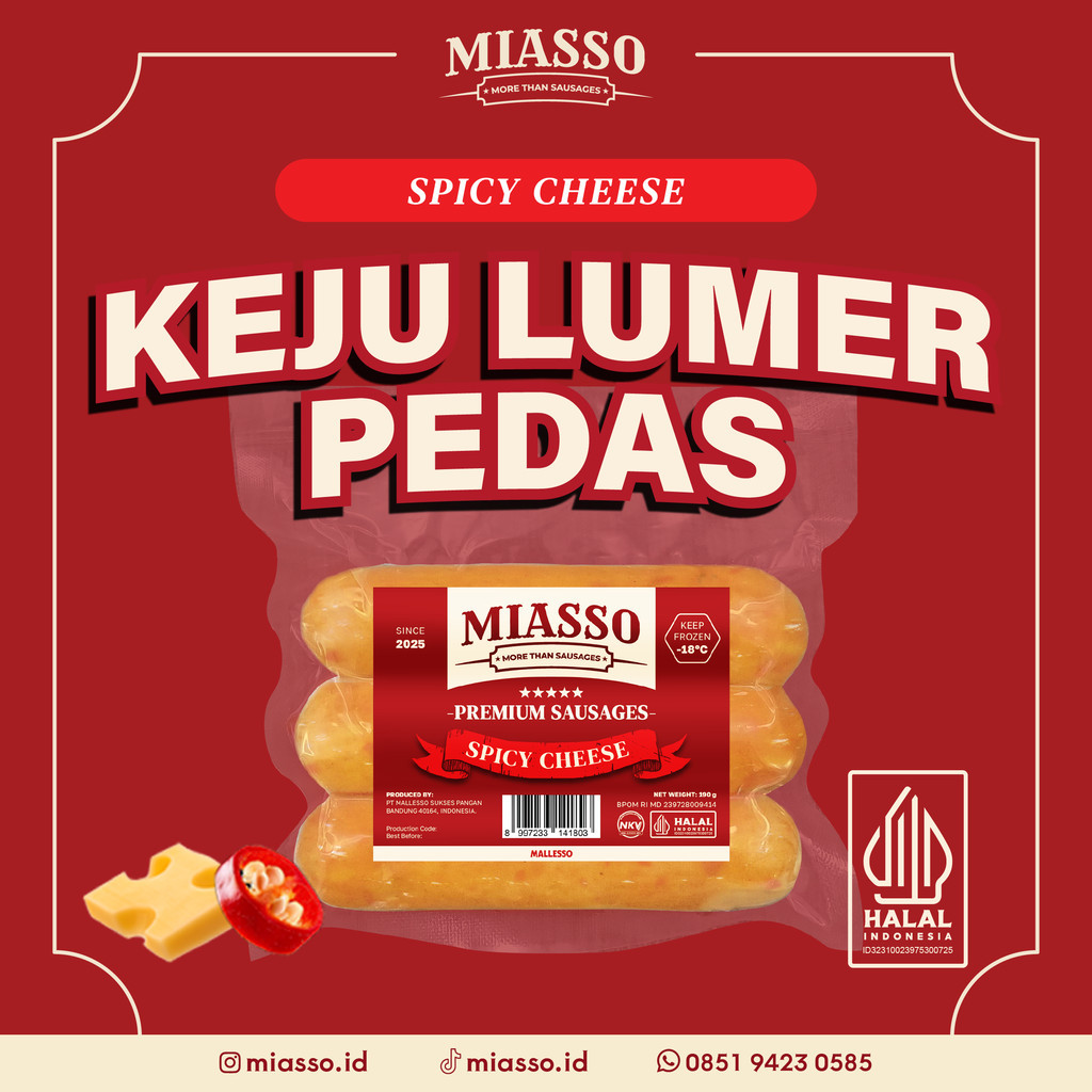 

MIASSO - Spicy Cheese | Premium Sausages | Sosis Keju Pedas