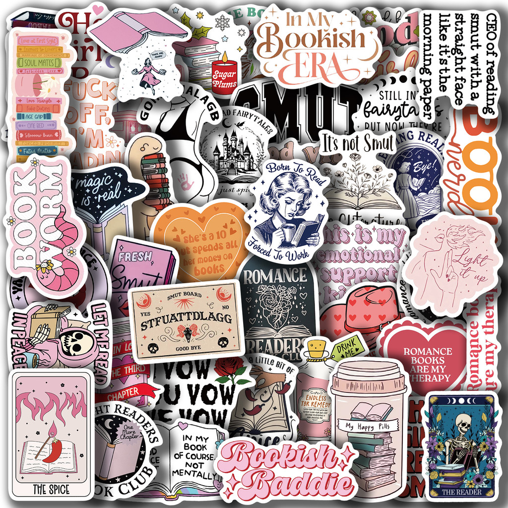 

50Pcs Book Lover Bookish Waterproof Stickers for Computers Mobile Phones Notebooks Water Cups Helmets Guitars Suitcases Sticker