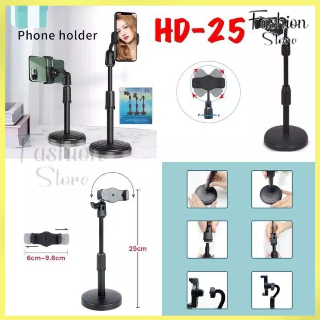 FS HARGA PER PCS HOLDER HD-25 PHONE HP UNIVERSAL HD25 HD26 2IN1 STAND FOLDING DESKTOP 360 PUTAR