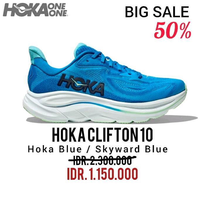 SEPATU RUNNING HOKA CLIFTON 10 HOKA BLUE / SKYWARD BLUE WOMEN RUNNING SHOES 100% ORIGINAL BNIB / SEP