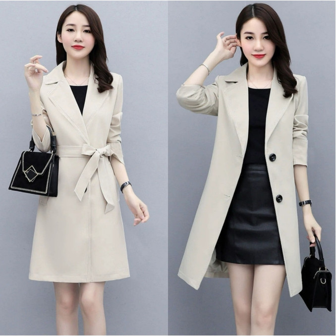 Baju Blazer Putih Wanita Kekinian Korea Style Outer Polos Panjang