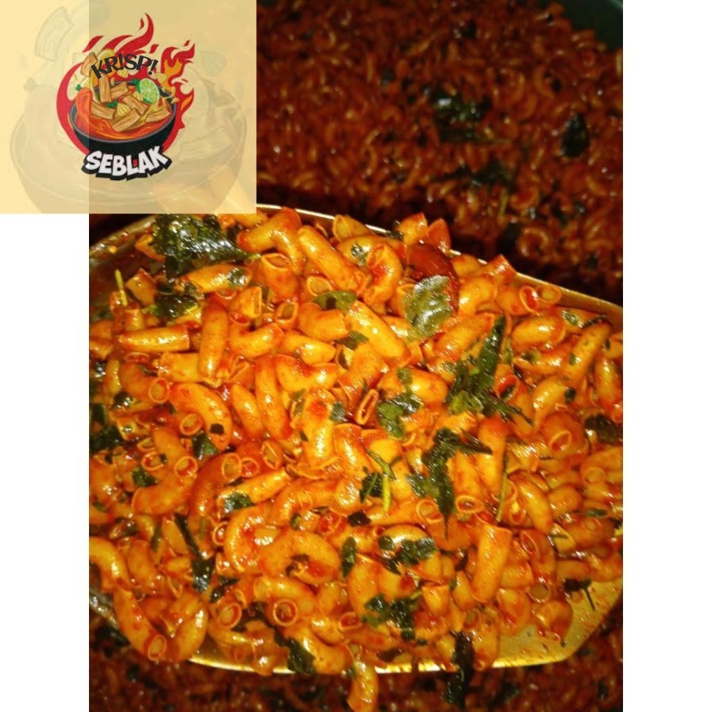 

Seblak krispi Makaroni pedas daun jeruk bumbu melimpah 1kg . Seblak krispi