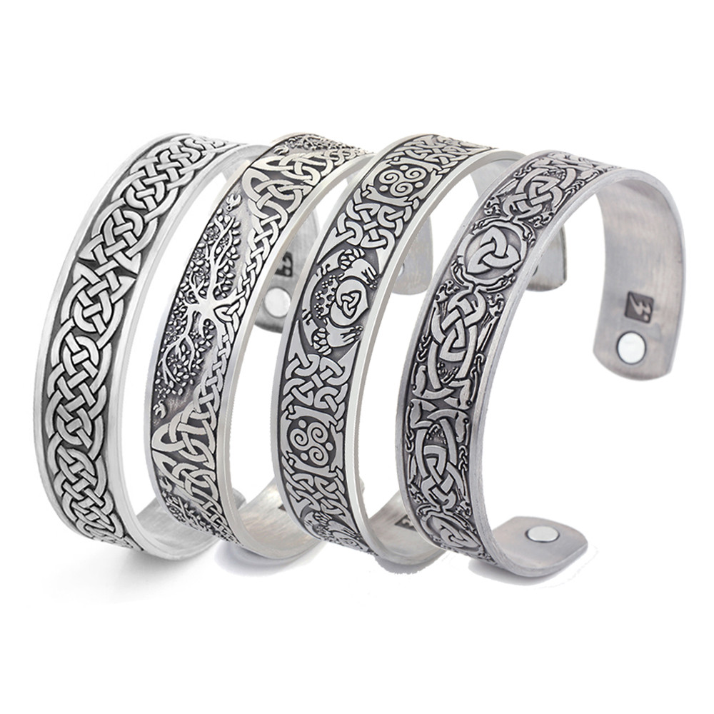 Skyrim Viking Talisman Health Bracelets Tree Of Life Luck Knot Runes Trinity Magnetic Cuff Bangles W