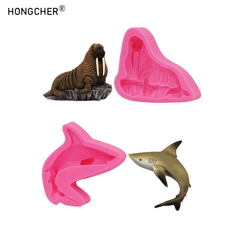 

Shark walrus plaster aromatherapy ornament silicone mould chocolate cake dessert decoration DIY fridge sticker drip moulds