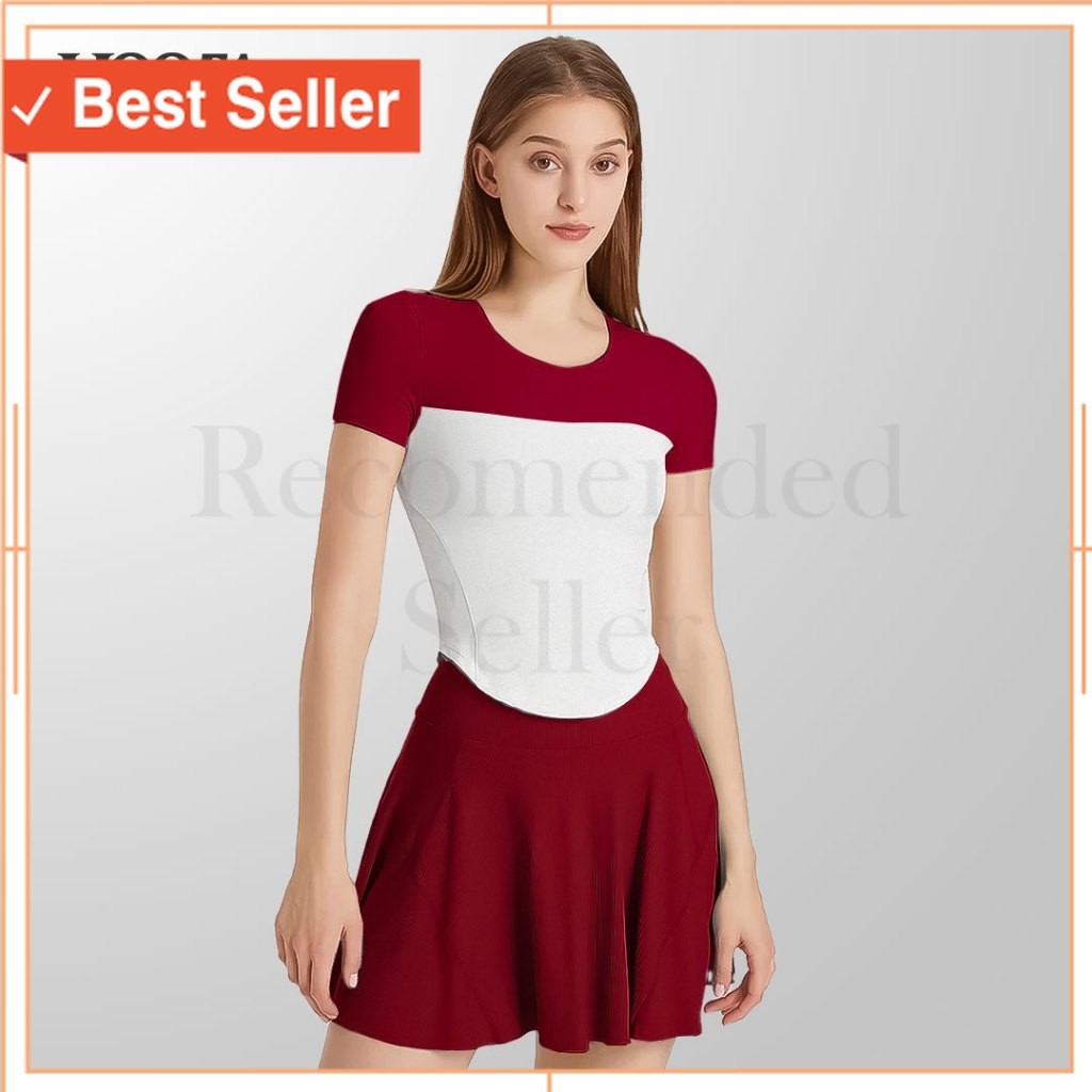 PAKAIAN OLAHRAGA KEREN KETAT MURAH / Baju Senam Wanita Crop Top MOOTA Veggy | Kaos Olahraga Gym Yoga