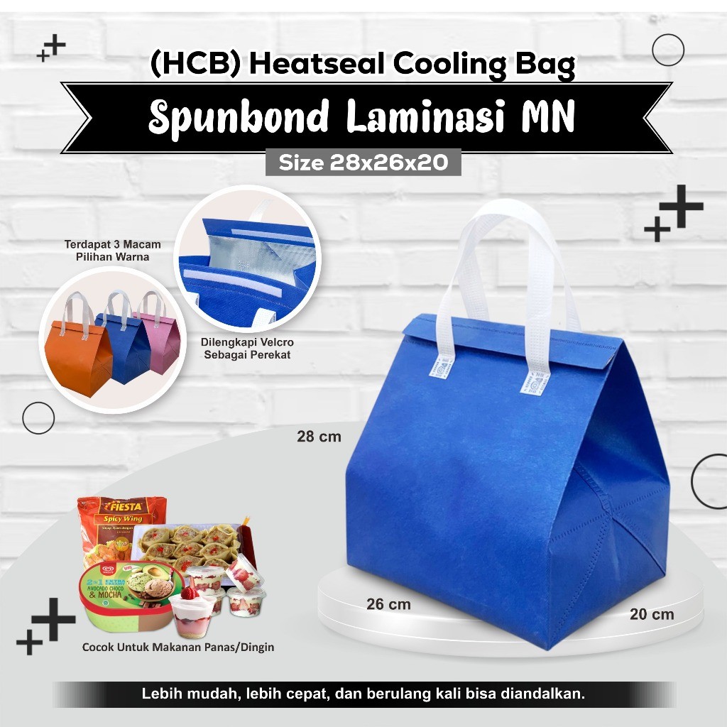 

[GROSIR] Cooling Bag Tas Bekal Thermal Tas Bekal Anti Air HCB Polos Tas Packaging Thermal 28x26x20