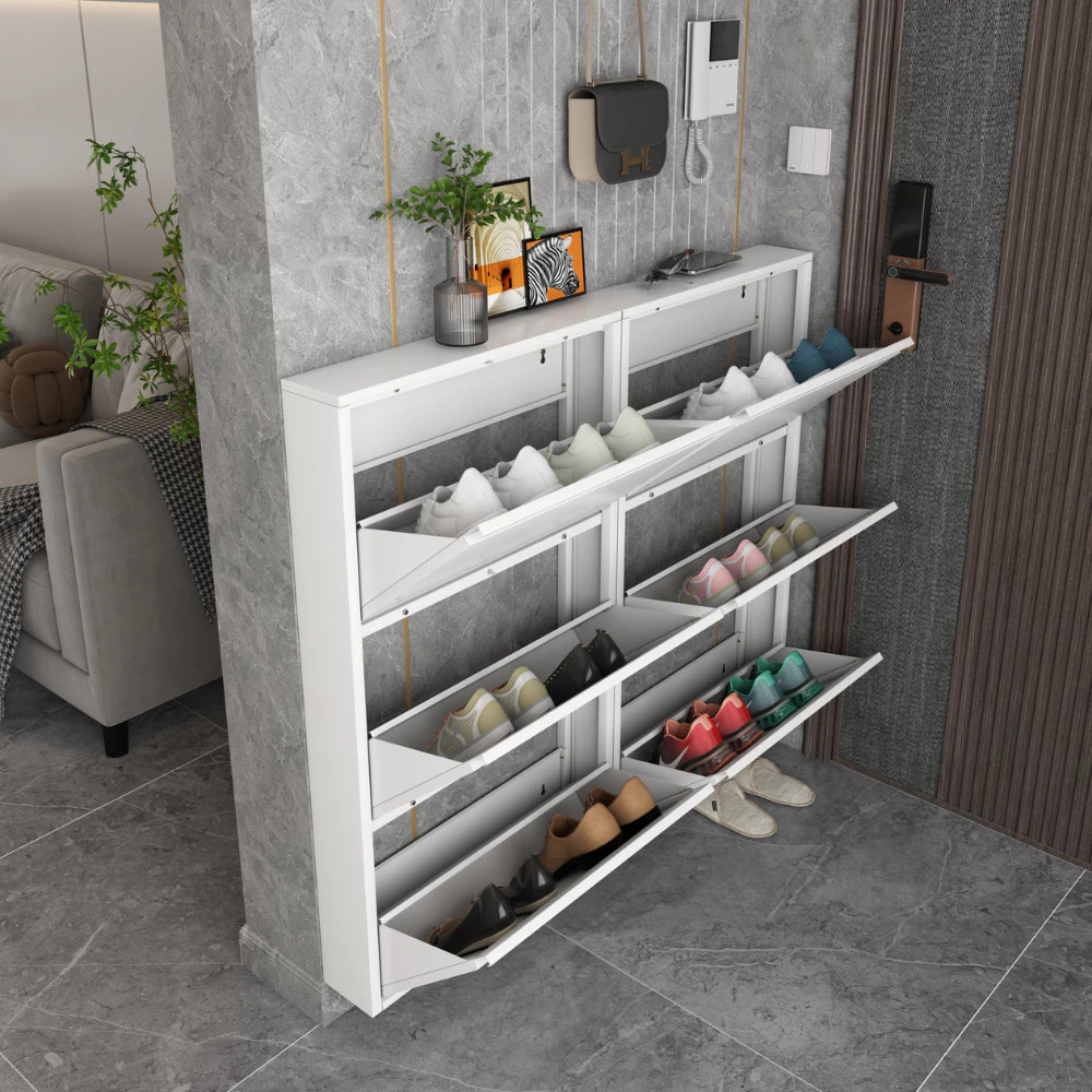 RAK SEPATU BESI 2 TINGKAT LEMARI SEPATU SUSUN TERTUTUP LEMARI SEPATU TERTUTUP