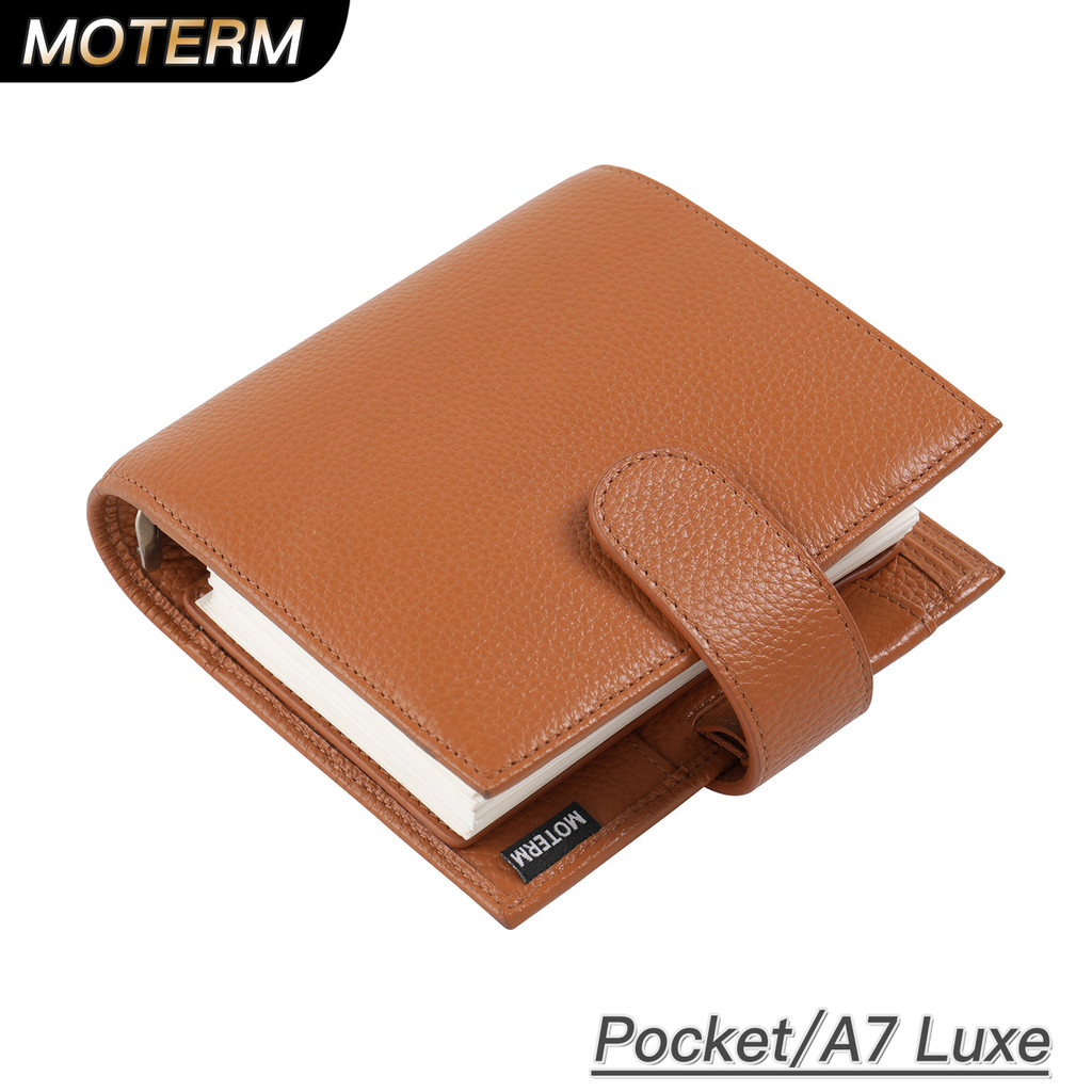 

Moterm Luxe 2.0 Series Pocket Size Planner Pebbled Grain Leather A7 Notebook with 30MM Ring Mini Agenda Organizer Diary Notepad
