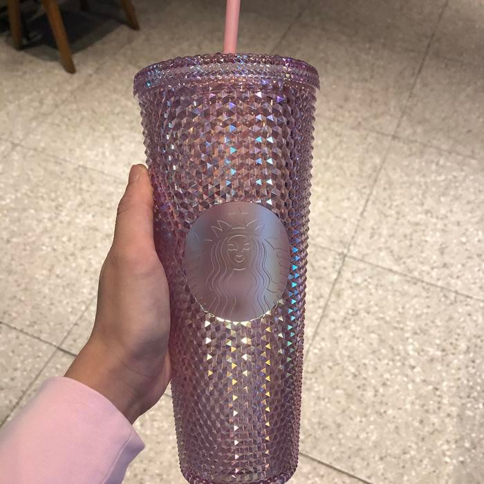 READY Starbucks studded tumbler / starbucks bling tumbler / pink bling