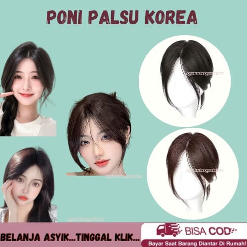 QQC Clip Poni Palsu /Hairclip Poni Depan Poni Palsu Poni Depan Korea Poni  / Poni Tipis Clip Korea J