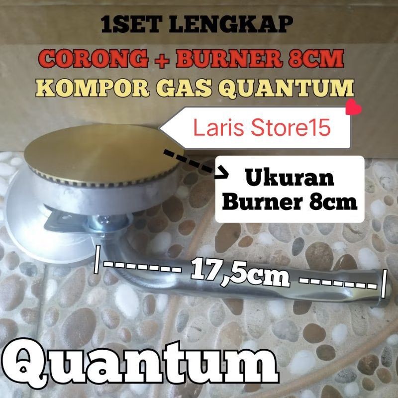 CEROBONG + BURNER KUNINGAN KOMPOR GAS QUANTUM  PIPA L TUNGKU BURNER 8CM FULLSET