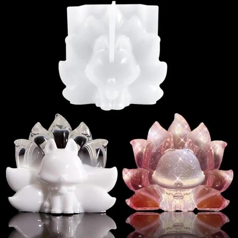 

Fox Resin Mold 3D Animal Nine Tailed Silicone Molds for Epoxy Resin Candle Mold Jewelry Casting Mould DIY Carving Art Aromather