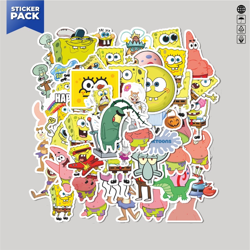 

[100PCS]Stiker Pack Stiker Spongebob Squarepants Universe Series Character Mix 1 Aesthetic Vinyl Anti Air Dekorasi Sticker Laptop Buku Journal Koper Helm Casing HP Gitar Helm Skateboard