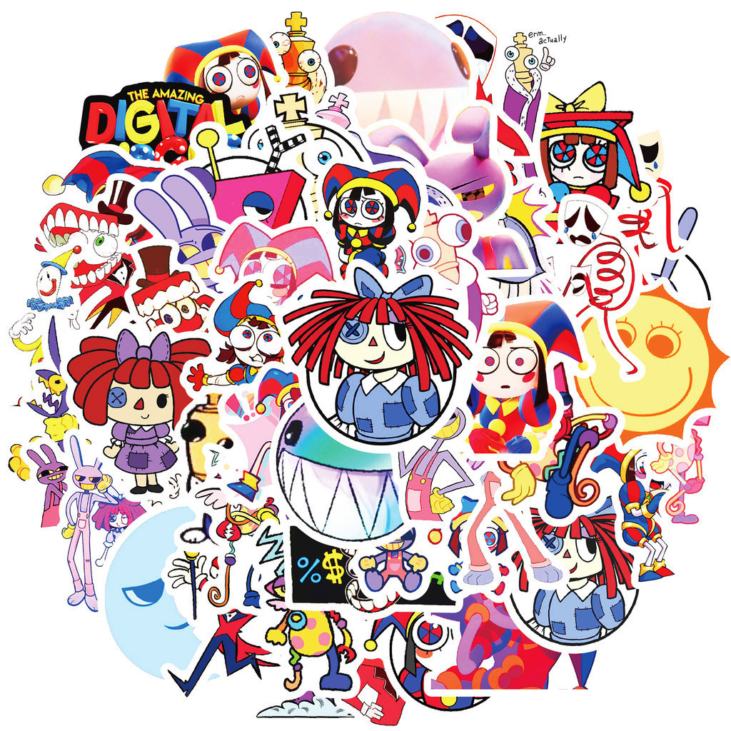 

50PCS Cartoon The Amazing Digital Circus Waterproof Graffiti Stickers for Helmet Bicycle Hand Account Pencil Case Decals