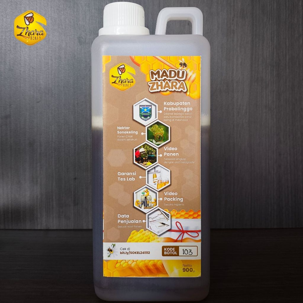 

Madu Sonokeling 900gram Zhara Honey - Madu Asli Murni Raw Pure Honey