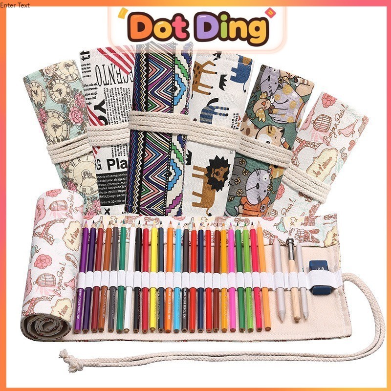 

[DOTDING] Tas Kanvas Tempat Pensil Lipat 24 Lubang Kapasitas Besar Kantong Pensil Gulung Untuk Pelajar Seni Pensil Warna Sketsa Kotak Alat Tulis Perlengkapan Sekolah Dan Kantor