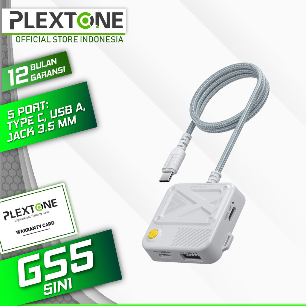 

Plextone GS5 5 in 1 NEW PD 60W Fast Charge Adapter TYPE-C To 3.5mm or USB Converter