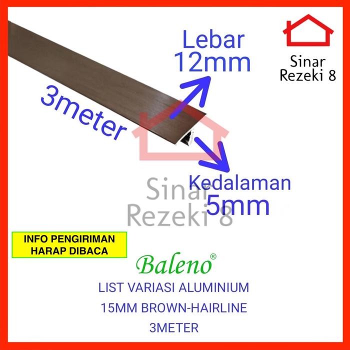 List Variasi T 15 mm Brown HL / Lis  Aluminium Edging Penutup Coklat