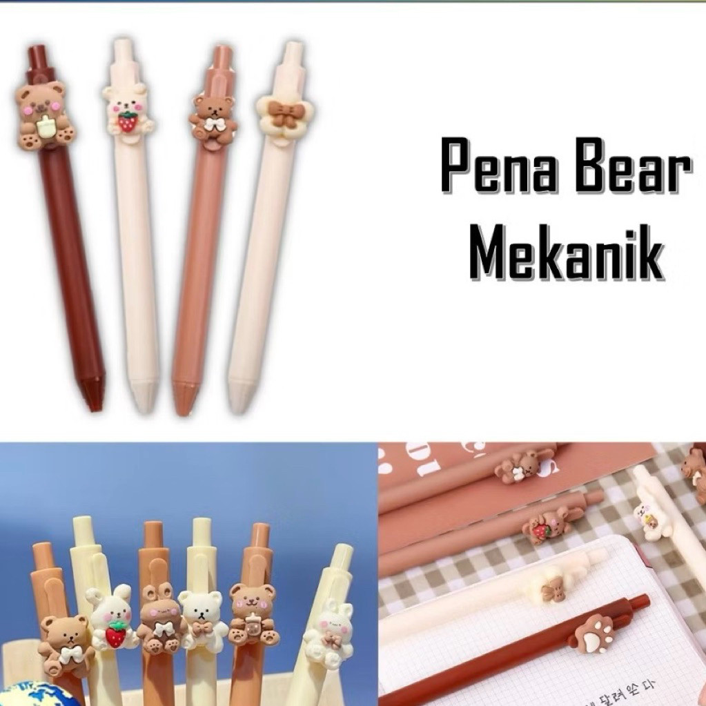 

Pena Cetekan Karakter Bear Pita Lucu Pulpen Tinta Gel Cair Hitam Motif Beruang Unik Alat Tulis Sekolah Kantor Stationary Murah
