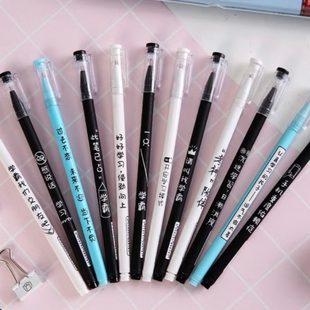 

Pulpen Aksen Japanses Alat Tulis Kerja Pen Tinta Gel Mekanik Ujung Lancip Pena Gel 0.5mm Bolpoin Warna Hitam