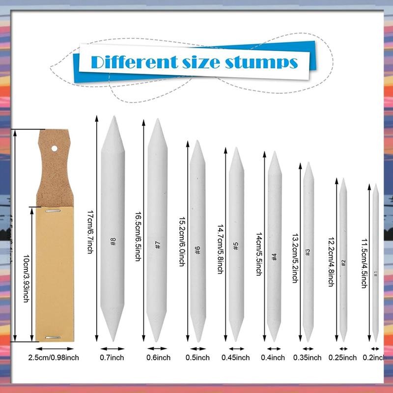 

AFBC 22 PCS Sketch Drawing Tools, 16 Blending Stumps Set With 2 Sandpaper Pencil Sharpeners, 1 Pencil Extension Tool